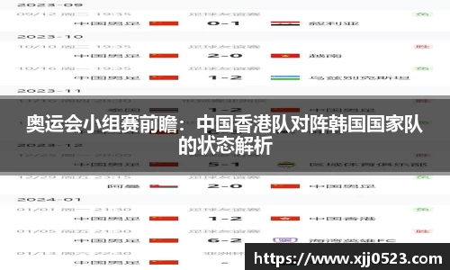 奥运会小组赛前瞻：中国香港队对阵韩国国家队的状态解析